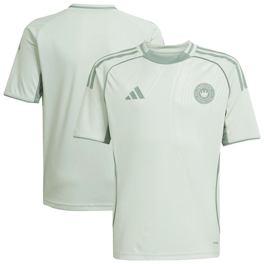 Youth adidas Light Green Charlotte FC 2025 One Planet Pre-Match Top