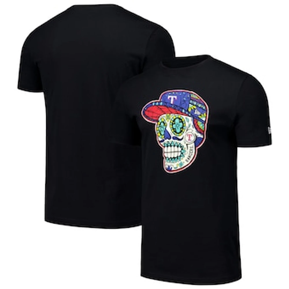 Men's New Era Black Texas Rangers Sugar Skulls T-Shirt