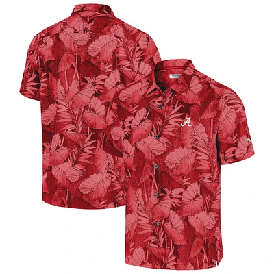 Men's Tommy Bahama Crimson Alabama Tide Big & Tall Coast Nuevo Fronds IslandZone Button-Up Shirt