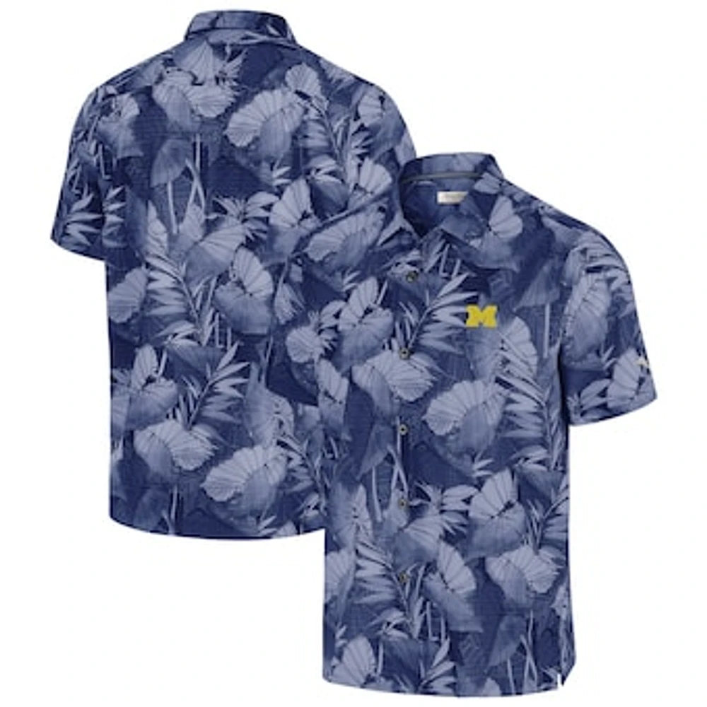 Men's Tommy Bahama Navy Michigan Wolverines Big & Tall Coast Nuevo Fronds IslandZone Button-Up Shirt