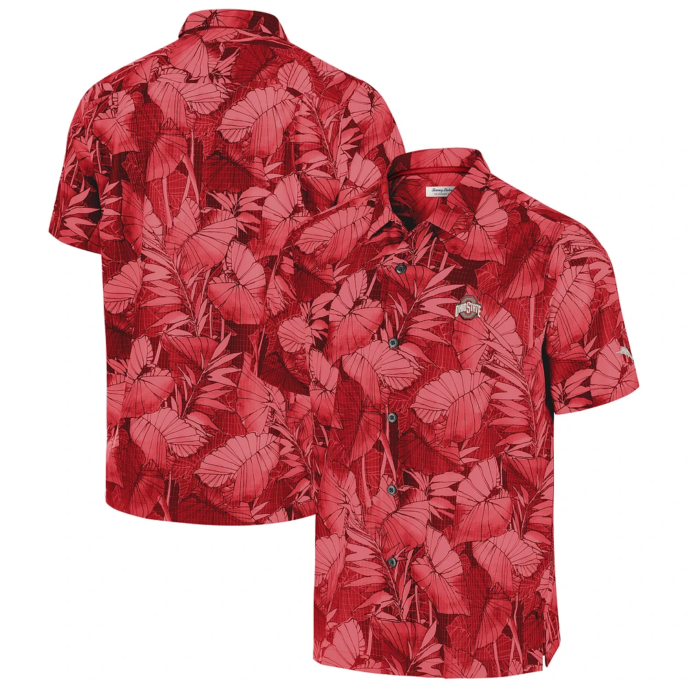 Men's Tommy Bahama Scarlet Ohio State Buckeyes Big & Tall Coast Nuevo Fronds IslandZone Button-Up Shirt