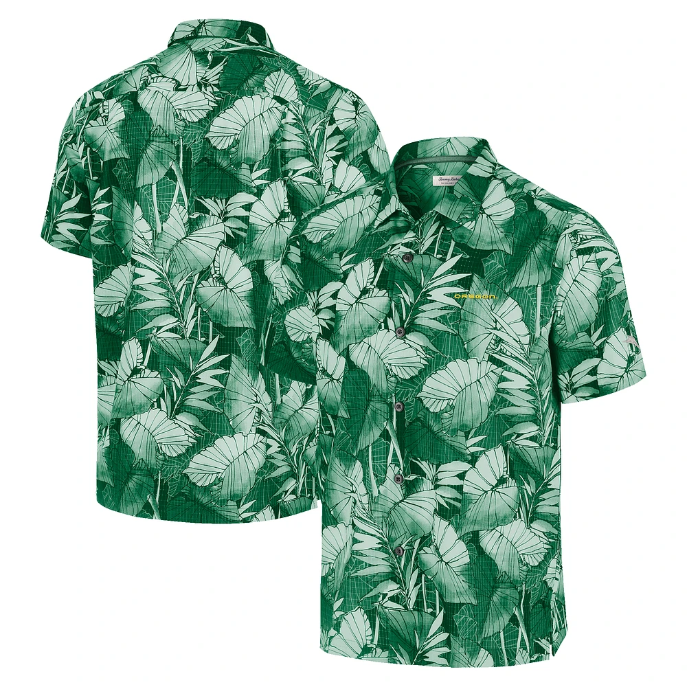 Men's Tommy Bahama Green Oregon Ducks Big & Tall Coast Nuevo Fronds IslandZone Button-Up Shirt