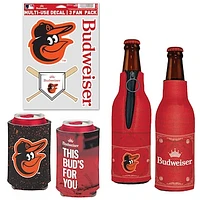 WinCraft Baltimore Orioles MLB x Budweiser Can Cooler, Bottle Cooler & Decal Pack