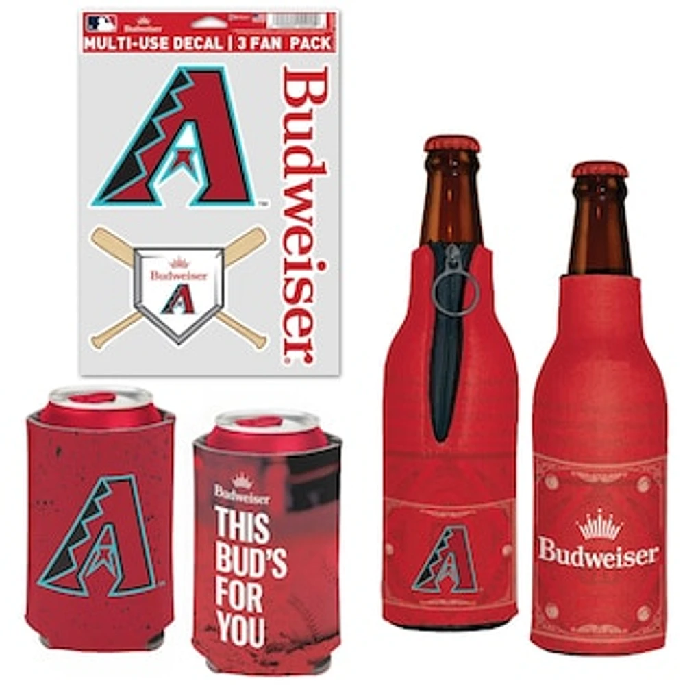 WinCraft Arizona Diamondbacks MLB x Budweiser Can Cooler, Bottle Cooler & Decal Pack