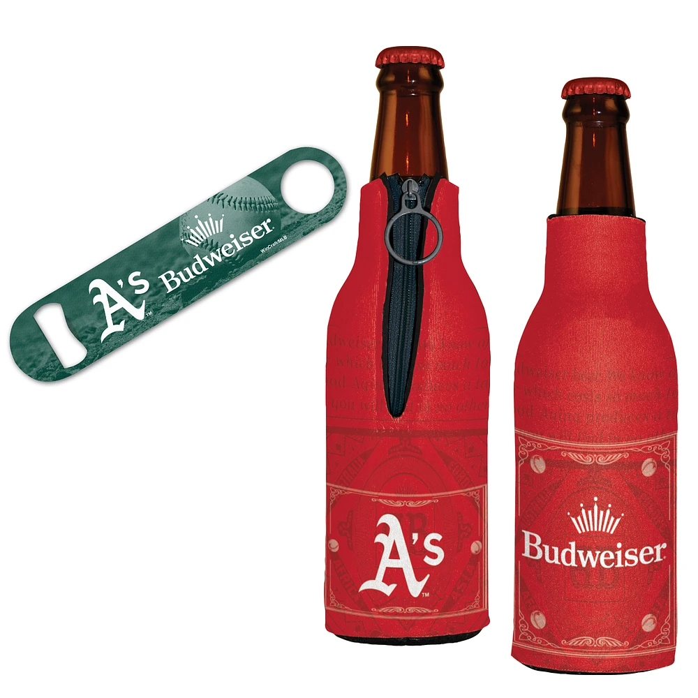 WinCraft Oakland Athletics MLB x Budweiser Bottle Opener & 2 Bottle Coolers