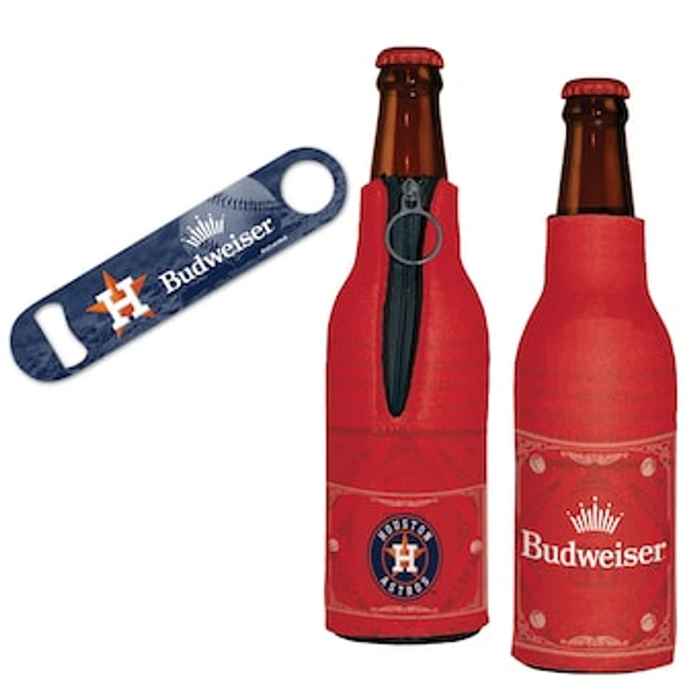 WinCraft Houston Astros MLB x Budweiser Bottle Opener & 2 Bottle Coolers