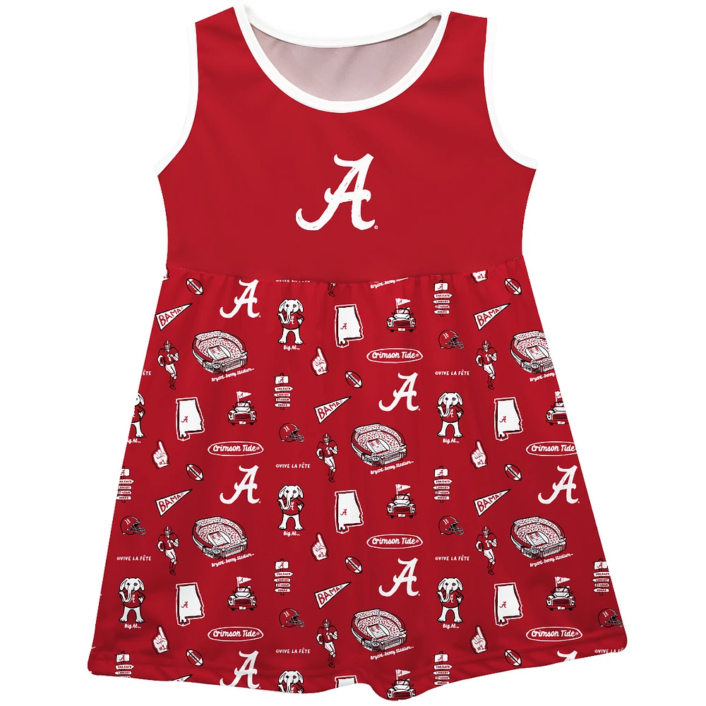 Girls Toddler Vive La Fete Crimson Alabama Tide Impressions Artwork Tank Top Dress