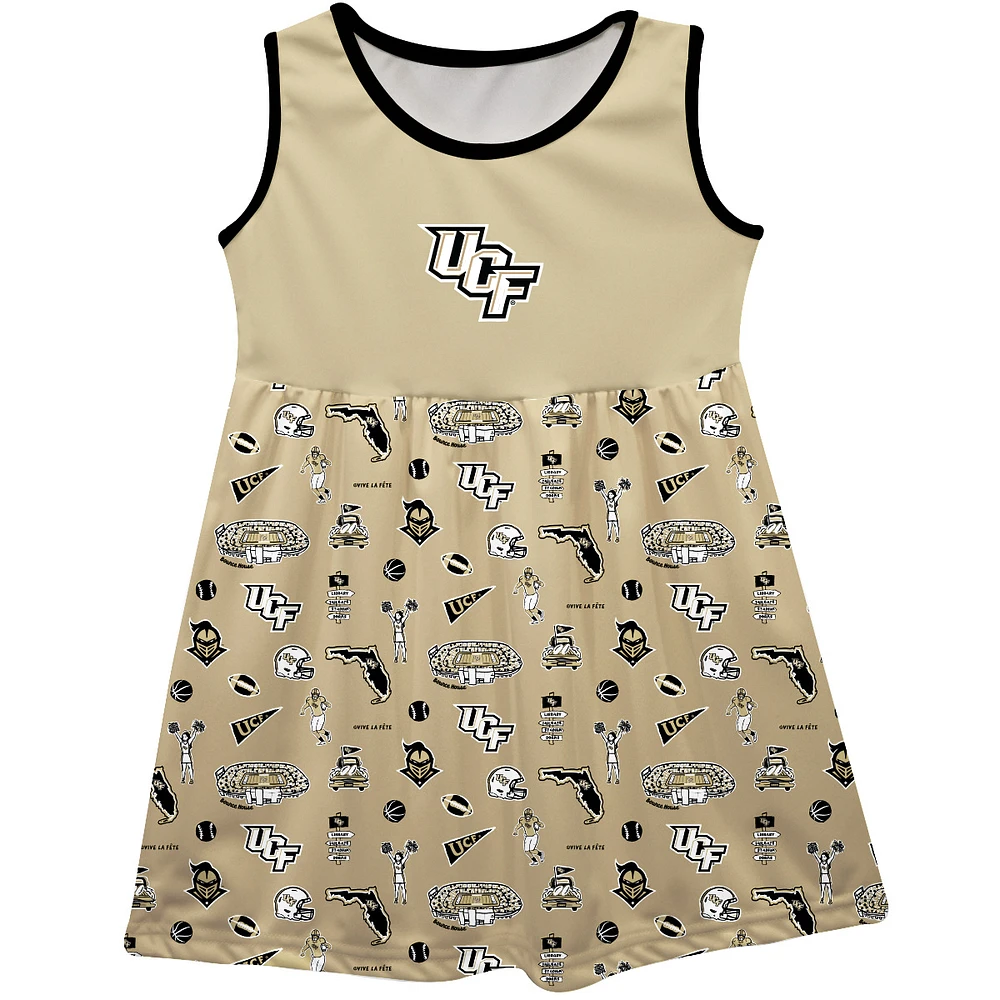 Girls Toddler Vive La Fete Gold UCF Knights Impressions Artwork Tank Top Dress