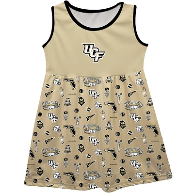 Girls Toddler Vive La Fete Gold UCF Knights Impressions Artwork Tank Top Dress