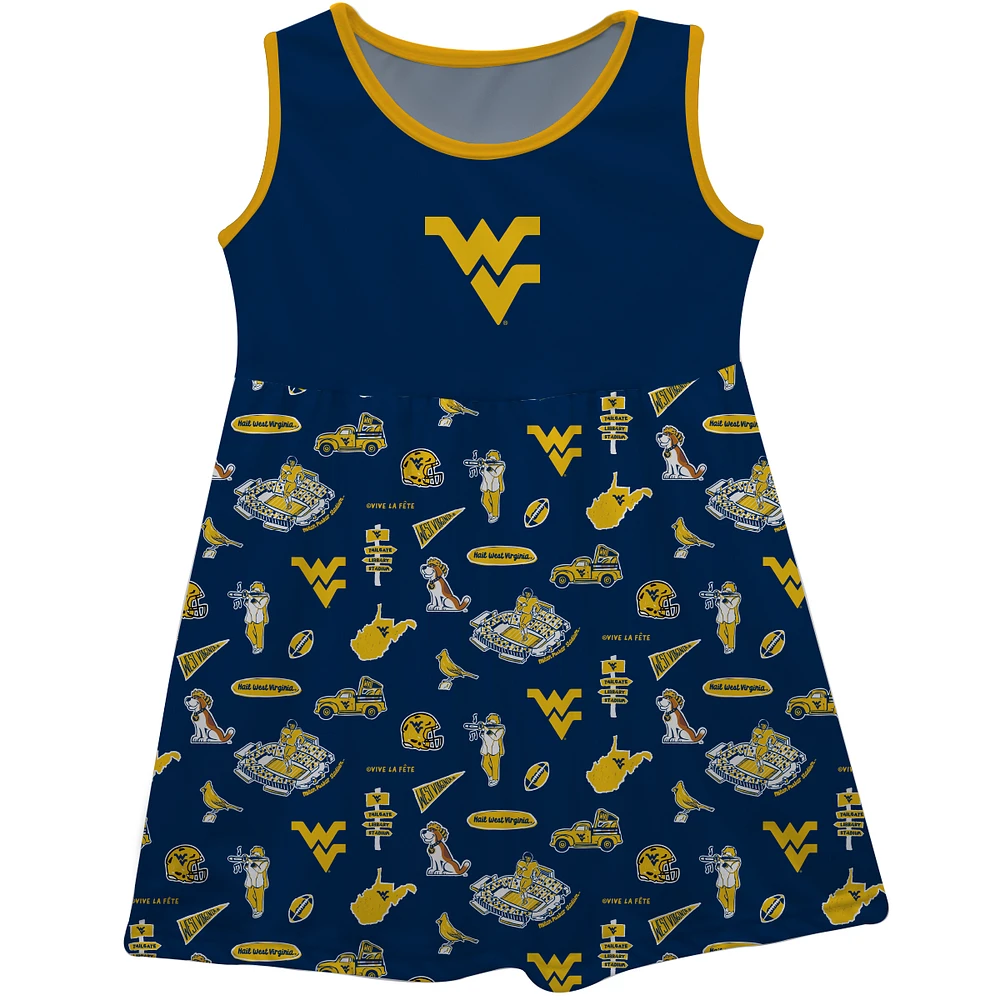 Girls Youth Vive La Fete Navy West Virginia Mountaineers Impressions Artwork Tank Top Dress