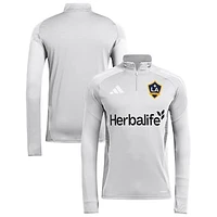 Men's adidas  Silver LA Galaxy 2025 Quarter-Zip Long Sleeve Training Top