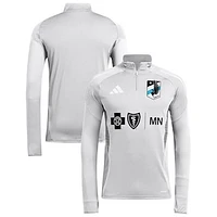 Men's adidas  Silver Minnesota United FC 2025 Quarter-Zip Long Sleeve Training Top