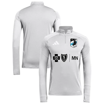 Men's adidas  Silver Minnesota United FC 2025 Quarter-Zip Long Sleeve Training Top