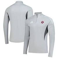 Men's adidas  Silver New England Revolution 2025 Quarter-Zip Long Sleeve Training Top