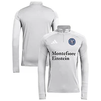 Men's adidas  Silver New York City FC 2025 Quarter-Zip Long Sleeve Training Top