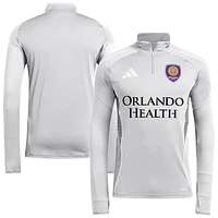 Men's adidas  Silver Orlando City SC 2025 Quarter-Zip Long Sleeve Training Top