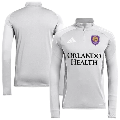 Men's adidas  Silver Orlando City SC 2025 Quarter-Zip Long Sleeve Training Top