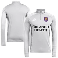 Men's adidas  Silver Orlando City SC 2025 Quarter-Zip Long Sleeve Training Top