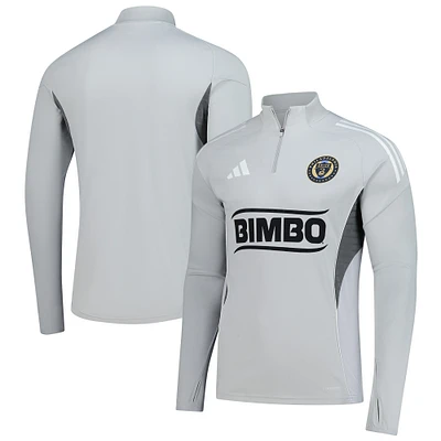 Men's adidas  Silver Philadelphia Union 2025 Quarter-Zip Long Sleeve Training Top