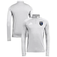 Men's adidas  Silver San Jose Earthquakes 2025 Quarter-Zip Long Sleeve Training Top