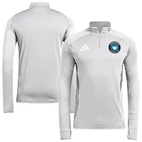 Men's adidas  Silver Charlotte FC 2025 Quarter-Zip Long Sleeve Training Top