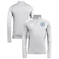 Men's adidas  Silver Chicago Fire 2025 Quarter-Zip Long Sleeve Training Top