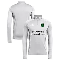 Men's adidas  Silver Austin FC 2025 Quarter-Zip Long Sleeve Training Top