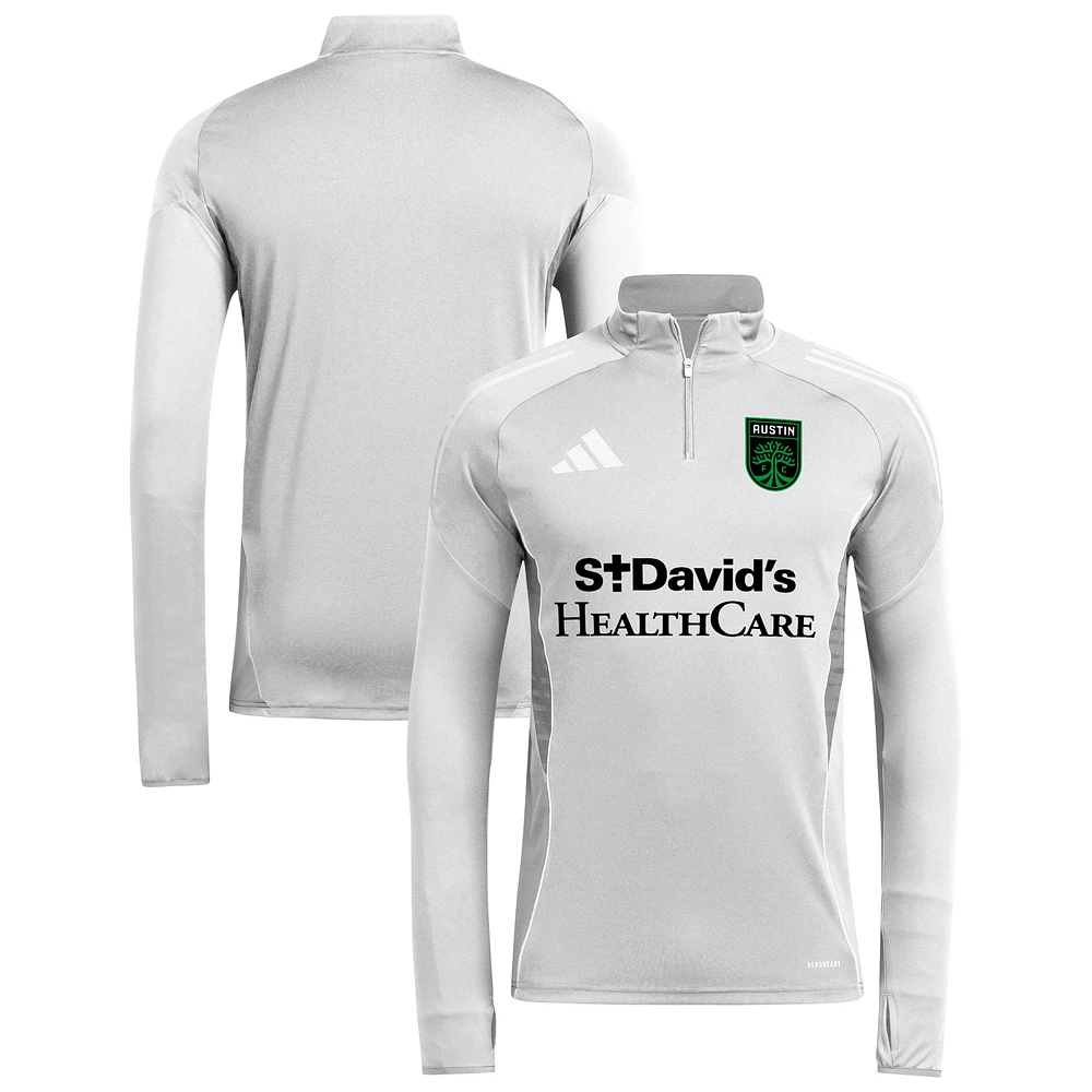 Men's adidas  Silver Austin FC 2025 Quarter-Zip Long Sleeve Training Top