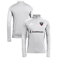 Men's adidas  Silver D.C. United 2025 Quarter-Zip Long Sleeve Training Top