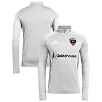 Men's adidas  Silver D.C. United 2025 Quarter-Zip Long Sleeve Training Top