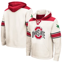 Men's Colosseum Cream Ohio State Buckeyes Big & Tall Hockey Lace-Up Pullover Hoodie