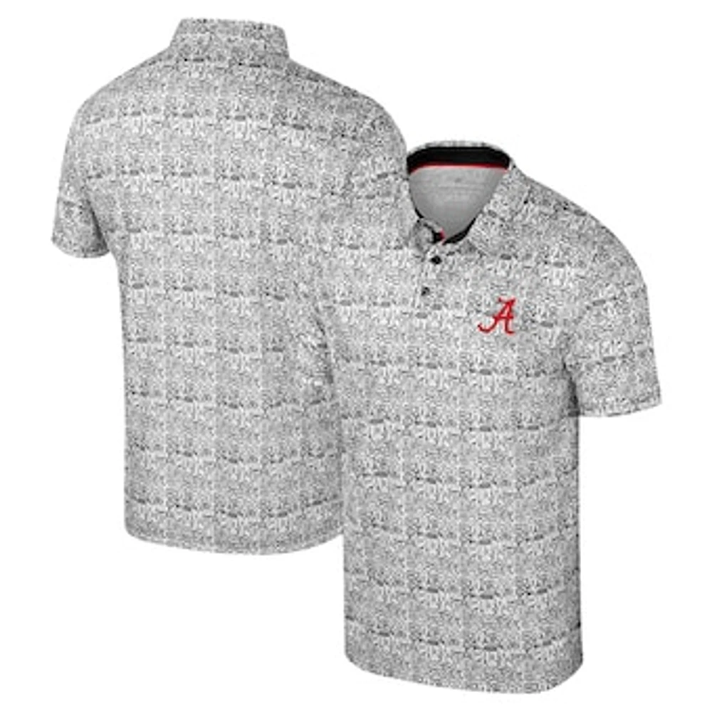 Men's Colosseum White Alabama Crimson Tide Big & Tall It's Time! Allover Printed Polo