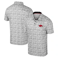 Men's Colosseum White Arkansas Razorbacks Big & Tall It's Time! Allover Printed Polo