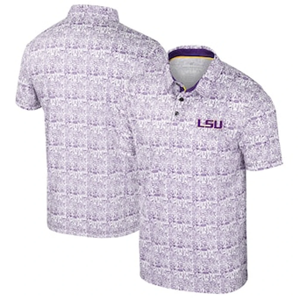 Men's Colosseum Purple/White LSU Tigers Big & Tall Allover Polo