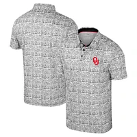 Men's Colosseum White Oklahoma Sooners Big & Tall It's Time! Allover Printed Polo