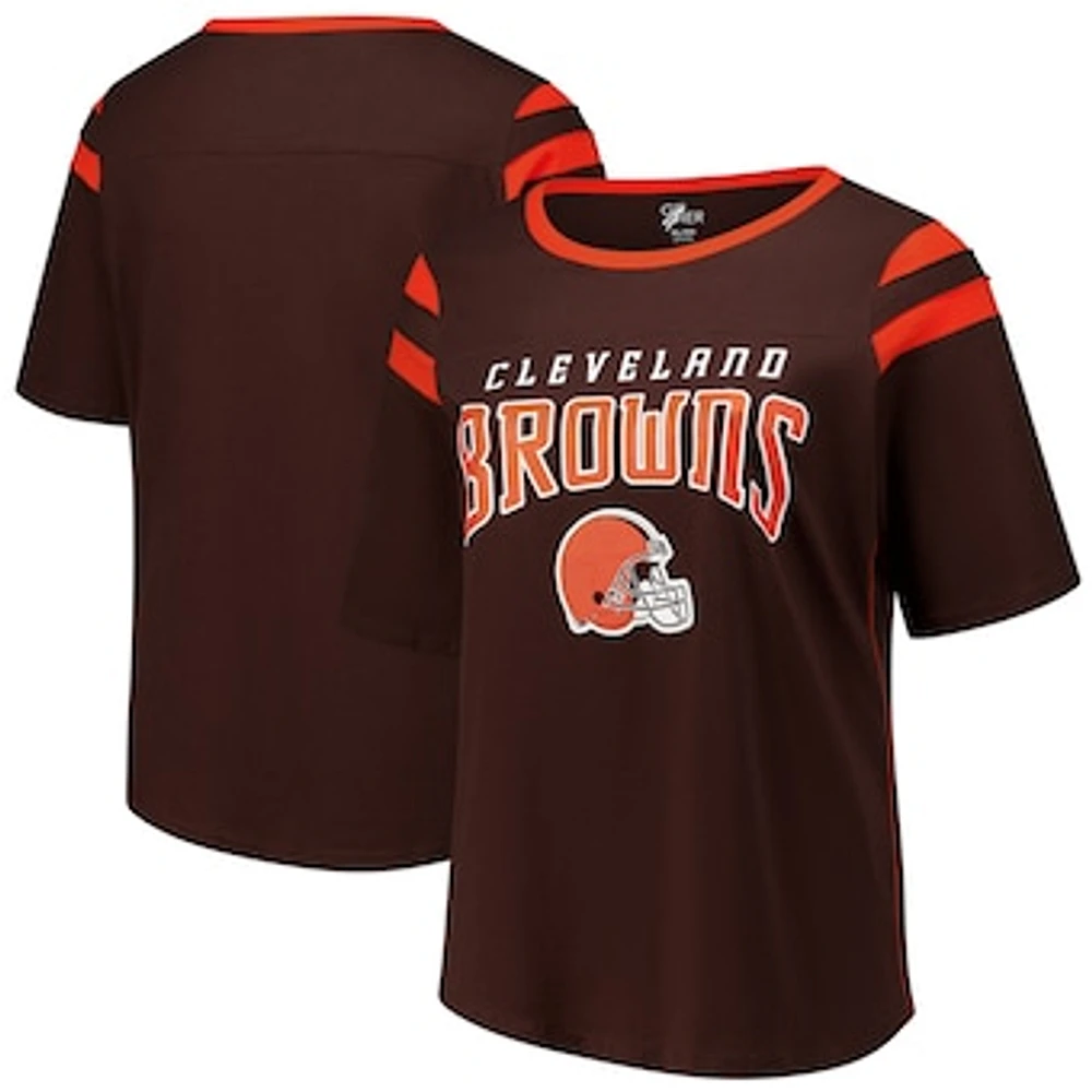 Women's G-III 4Her by Carl Banks Brown Cleveland Browns Plus Linebacker T-Shirt