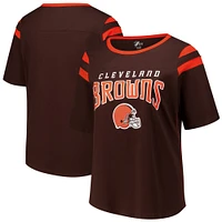 Women's G-III 4Her by Carl Banks Brown Cleveland Browns Plus Linebacker T-Shirt