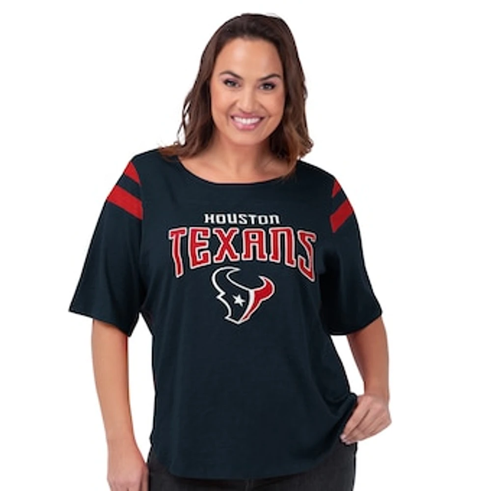 Women's G-III 4Her by Carl Banks Navy Houston Texans Plus Linebacker T-Shirt