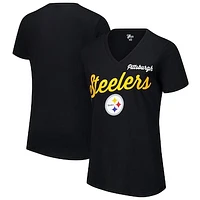 Women's G-III 4Her by Carl Banks Black Pittsburgh Steelers Post Season V-Neck T-Shirt