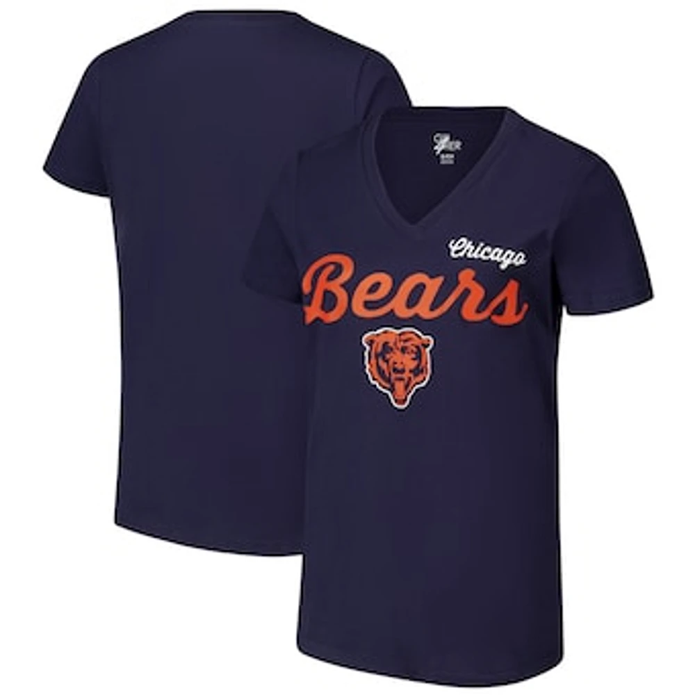 Women's G-III 4Her by Carl Banks Navy Chicago Bears Post Season V-Neck T-Shirt