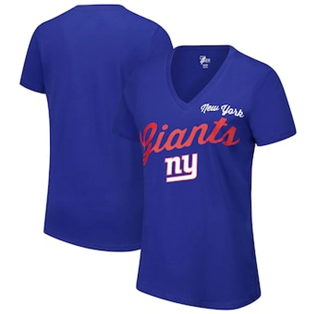 Women's G-III 4Her by Carl Banks Royal New York Giants Post Season V-Neck T-Shirt