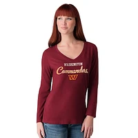 Women's G-III 4Her by Carl Banks Burgundy Washington Commanders Post Season Long Sleeve V-Neck T-Shirt