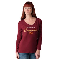 Women's G-III 4Her by Carl Banks Burgundy Washington Commanders Post Season Long Sleeve V-Neck T-Shirt