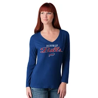 Women's G-III 4Her by Carl Banks Royal Buffalo Bills Post Season Long Sleeve V-Neck T-Shirt