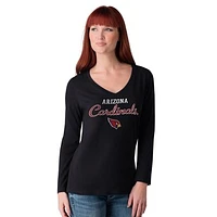 Women's G-III 4Her by Carl Banks Black Arizona Cardinals Post Season Long Sleeve V-Neck T-Shirt