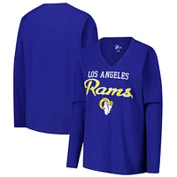 Women's G-III 4Her by Carl Banks Royal Los Angeles Rams Post Season Long Sleeve V-Neck T-Shirt