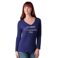 Women's G-III 4Her by Carl Banks Purple Baltimore Ravens Post Season Long Sleeve V-Neck T-Shirt