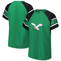 Women's Starter Kelly Green Philadelphia Eagles 1st Rounder Color Block Raglan Top