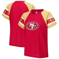 Women's Starter Red San Francisco 49ers 1st Rounder Color Block Raglan Top