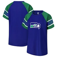 Women's Starter Royal Seattle Seahawks 1st Rounder Color Block Raglan Top